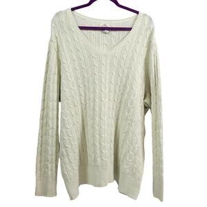 St John's Bay Creme‎ Cable Knit Sweater Women's Size 3X